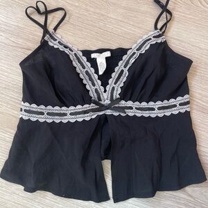 Tilly's Black Camisole with White Lace Accents